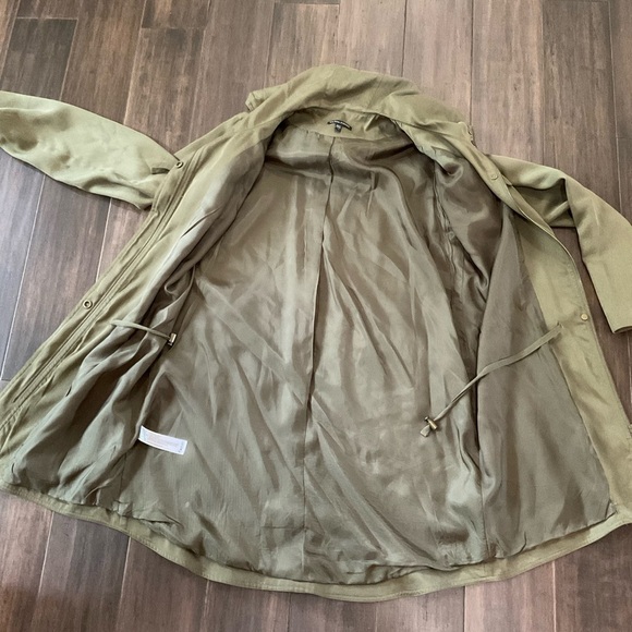 EILEEN FISHER Army Green Drawstring Waist Hooded Jacket Fully Lined Size S - Picture 6 of 8